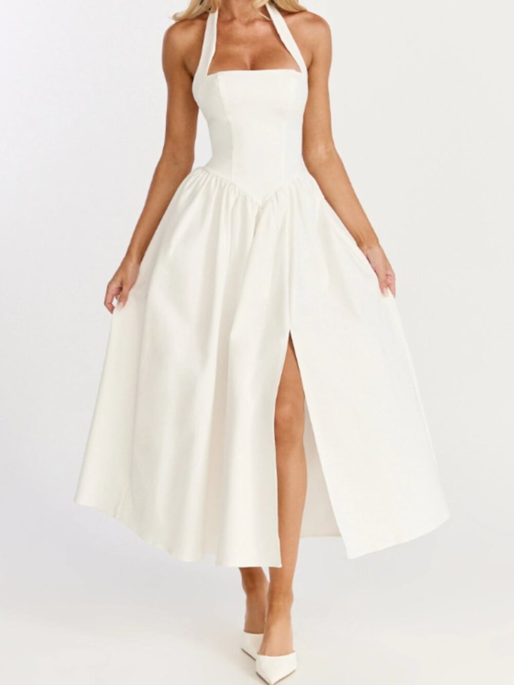 Showpo, Helda Midi Dress, Color Off White, Size 4